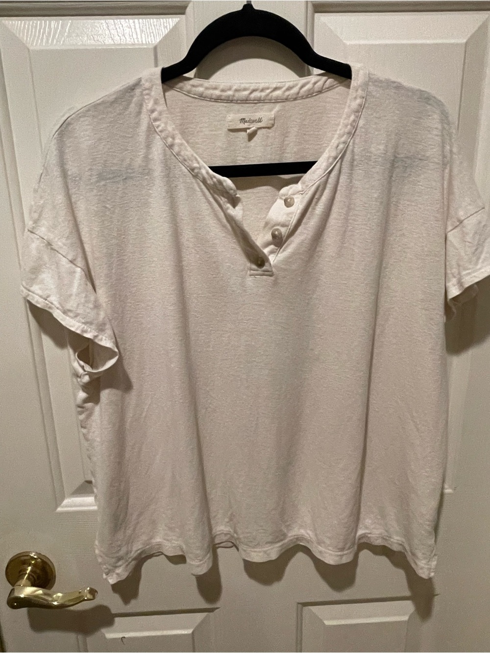Madewell White Henley Tee Size XL 🤍